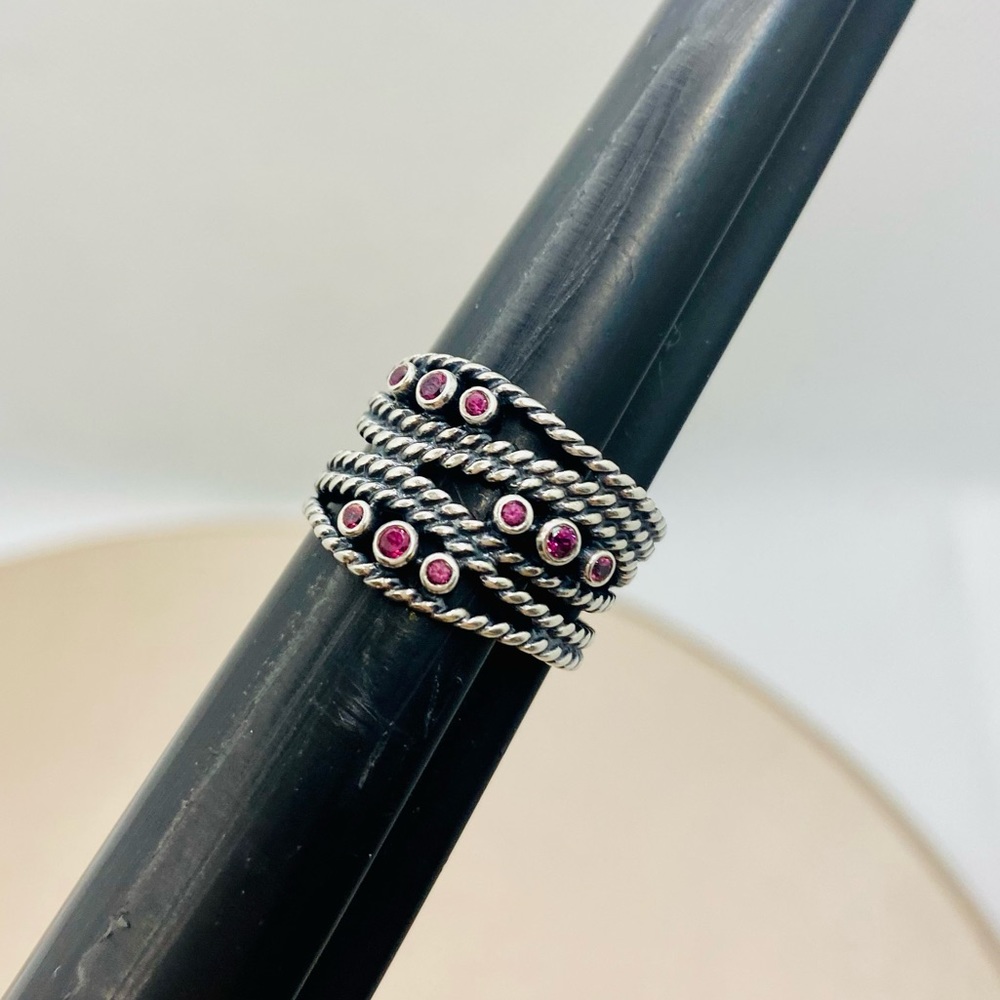EUC Pandora 190863RHL 925 Sterling Silver Hidden Romance Ring w/ Rhodolite Stone - Picture 14 of 17